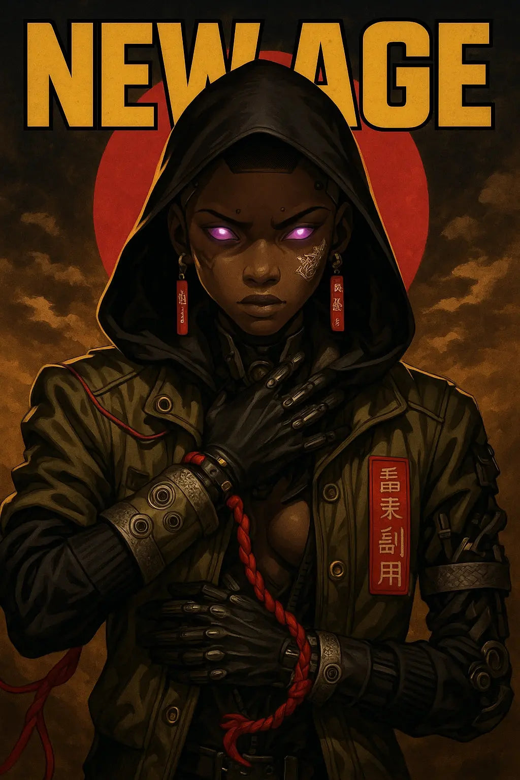 Afrofuturism wall art , cyberpunk wall art - futuristic, Black art print, Anime poster home decor