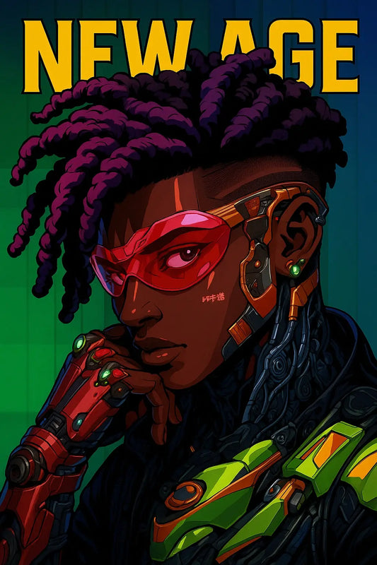 Afrofuturism wall art , cyberpunk wall art - futuristic, Black art print, Anime poster home decor