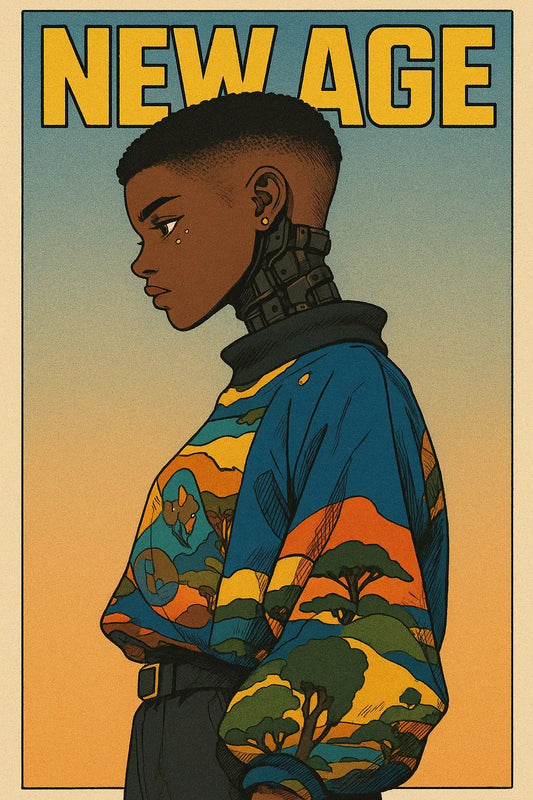 Afrofuturism wall art , cyberpunk wall art - futuristic, Black art print, Anime poster home decor