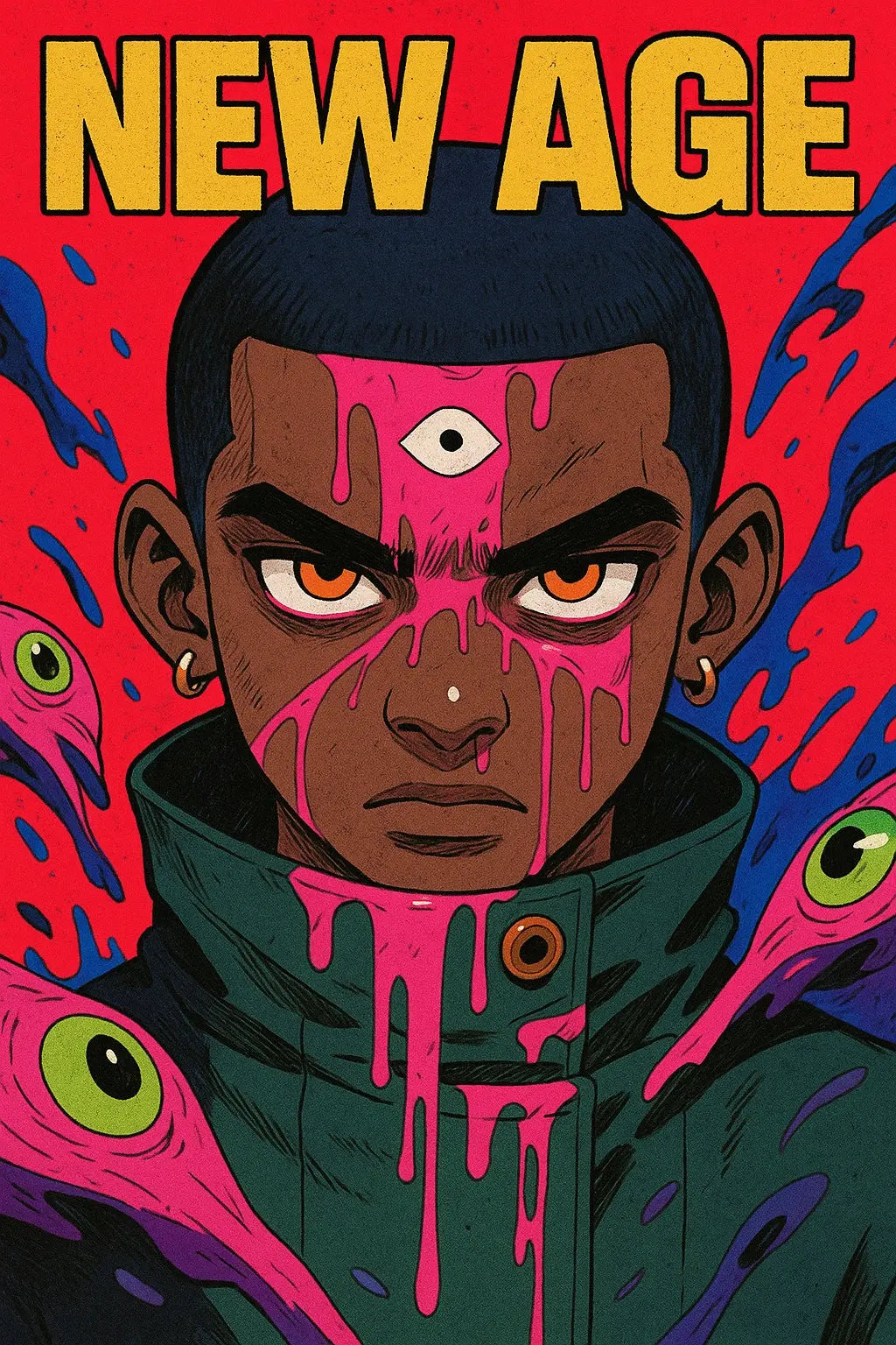 Afrofuturism wall art , cyberpunk wall art - futuristic, Black art print, Anime poster home decor