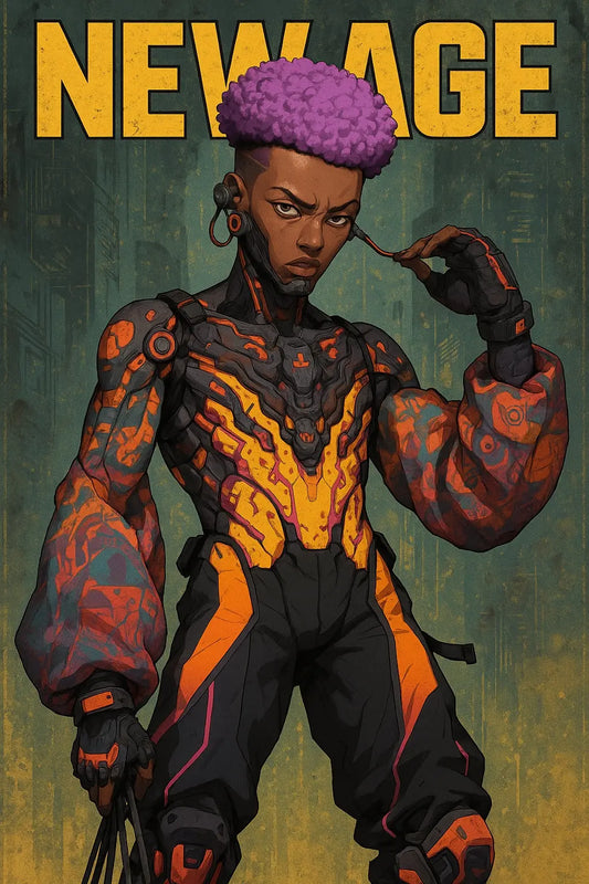 Afrofuturism wall art , cyberpunk wall art - futuristic, Black art print, Anime poster home decor