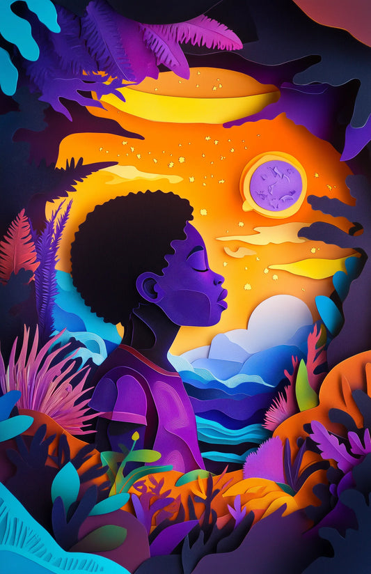 African American Art Print –  Boy in Dreamy  Landscape My Store