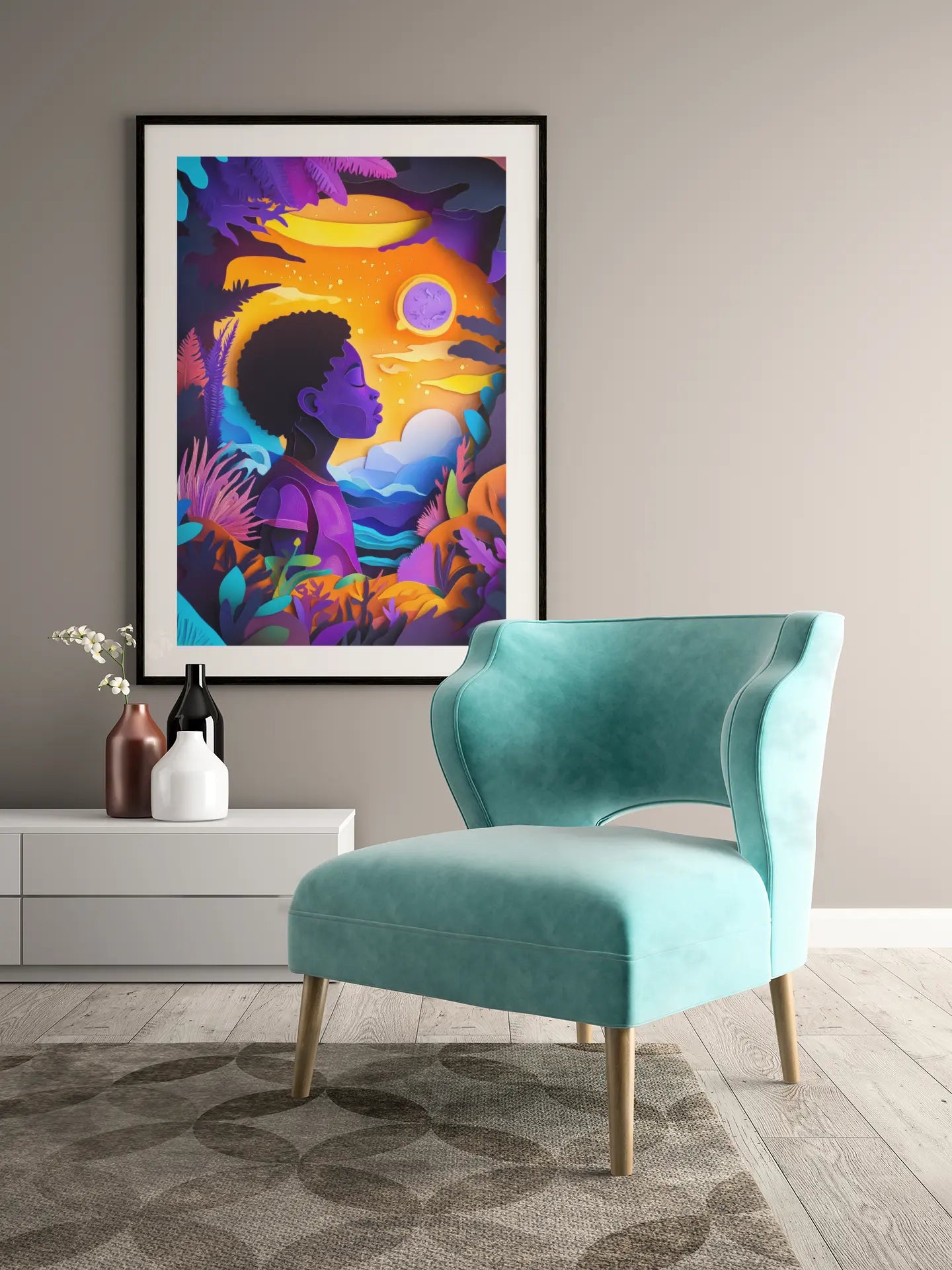 African American Art Print –  Boy in Dreamy  Landscape My Store